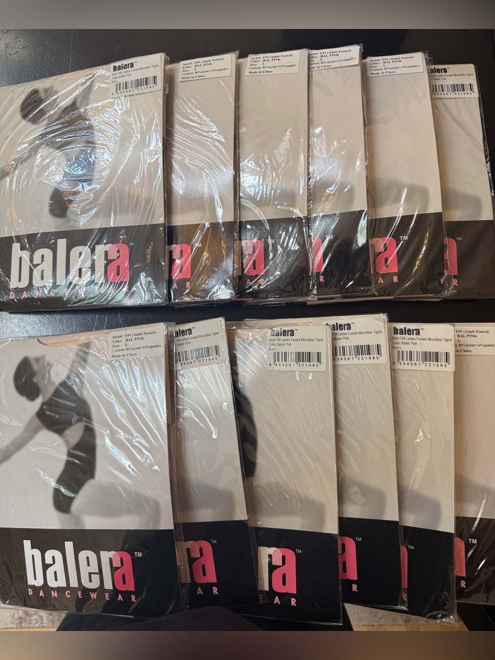 12 Pair Balera Footed Ballet Pink Dance Tights Large Adult